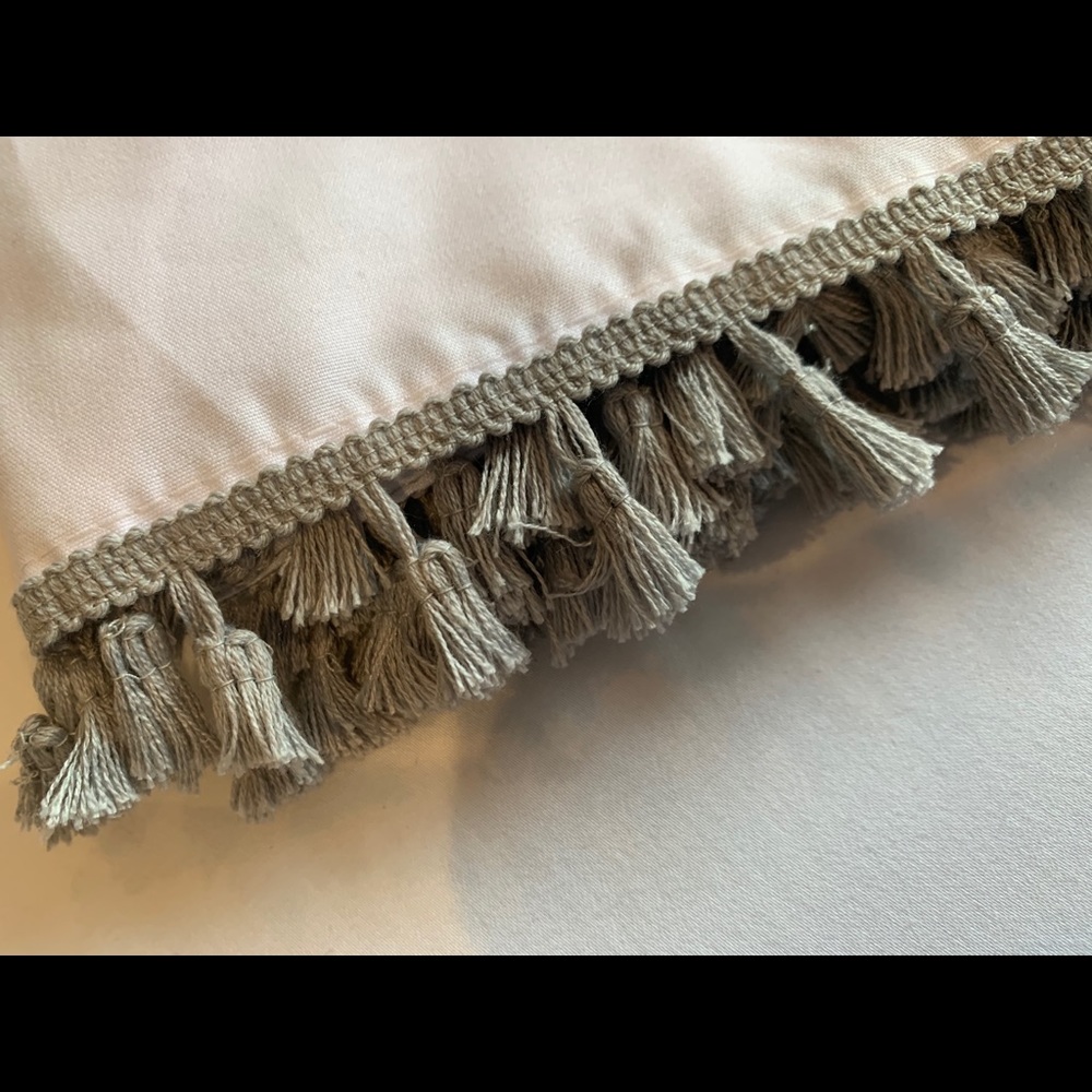 NWT Trendy white shower curtain with tassels